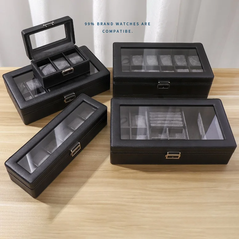 High Quality PU Leather Wholesale 3 6 12 2 Slots Display Watch Organizer Box Sunglass Jewelry Organizer Jewelry Case Cheap Price