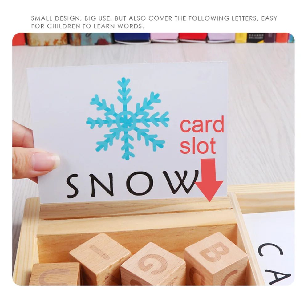 Kids early wooden montessori educational spelling words game learning toys