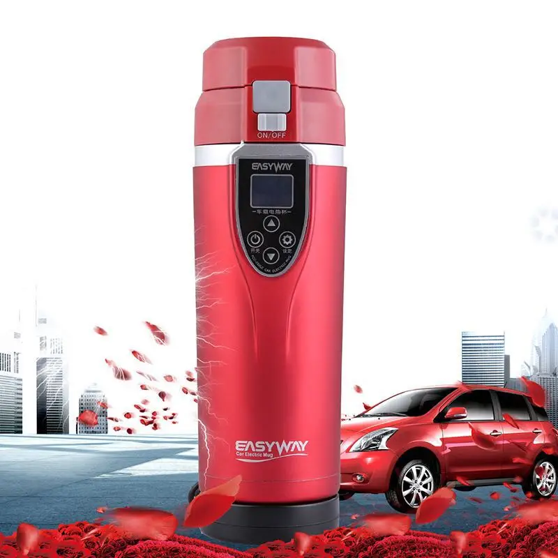 Self heating mug 12V Stainless Steel In-Car with LCD display travel thermos