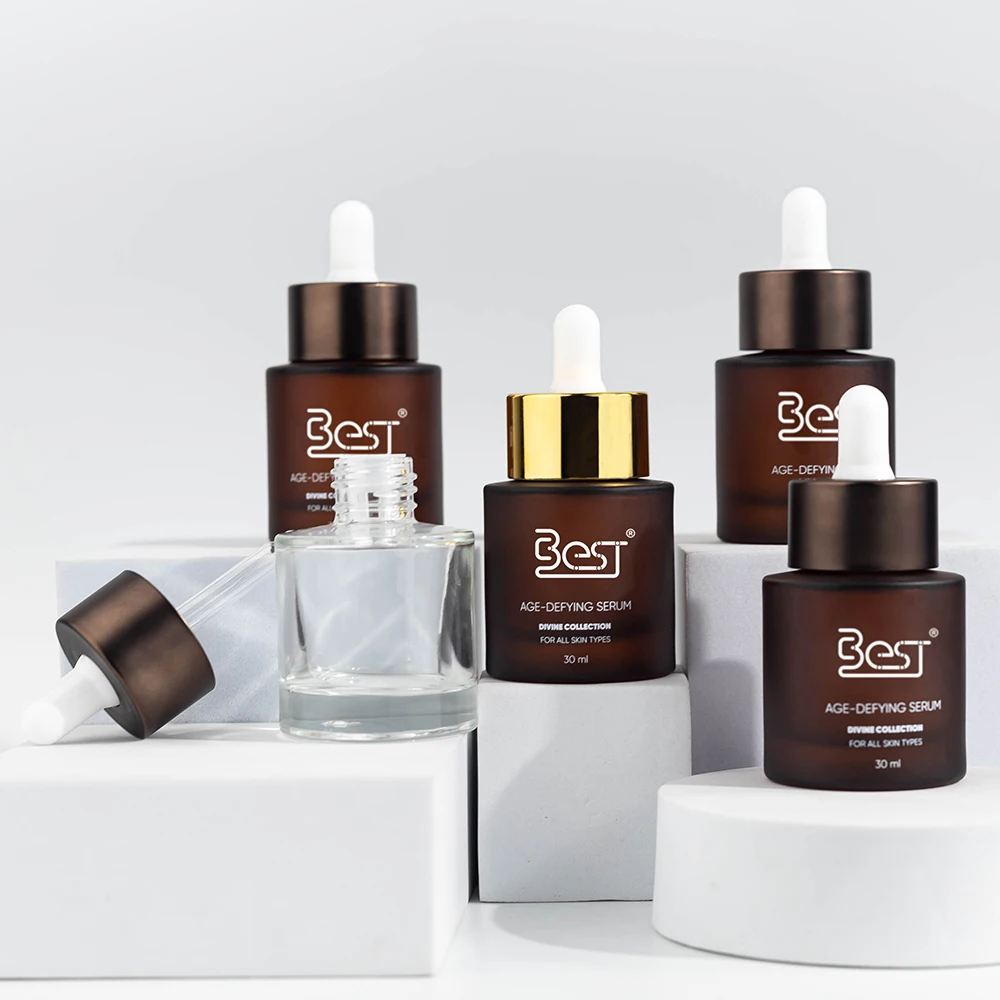 Thick Bottomed Bottle Glass Luxury Eye Essential Oil Glass Bottle Customized Double Wall Dropper 15ML30ML40ML50ML100ML