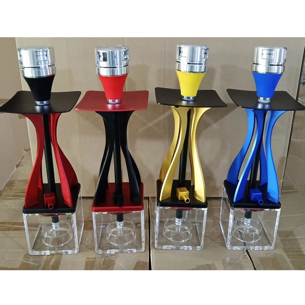 Large Size 50cm Square Acrylic Hookah Full Set Shisha Chicha Complete Custom LOGO High Quality Aluminum Alloy Material