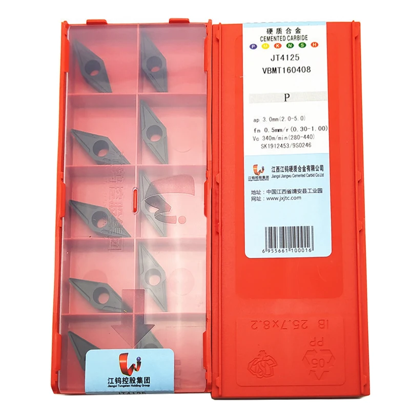 Tungsten Holding Jiangwu VBMT 160404 160408 JT4125 lathe blade for steel parts External turning tool bar Cutting edge