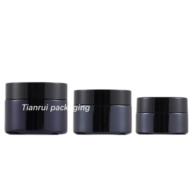 Empty Refillable Black Glass Cream Jar 20ml 30ml 50ml Thickened Bottom Cosmetic Glass Face Cream Jars
