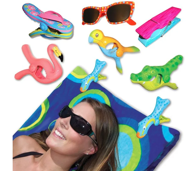 New Design Custom Animal Style Towels Clothing Type  Plastic Material  Beach Towel Clips for Chairs sunbeds