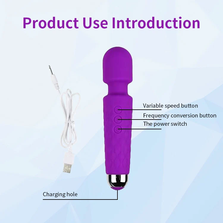 Hot Selling Usb Rechargeable Full Body Strong Female Masturbation G-Spot Stimulation 20 Speeds Sex Toys AV Wand Vibrator