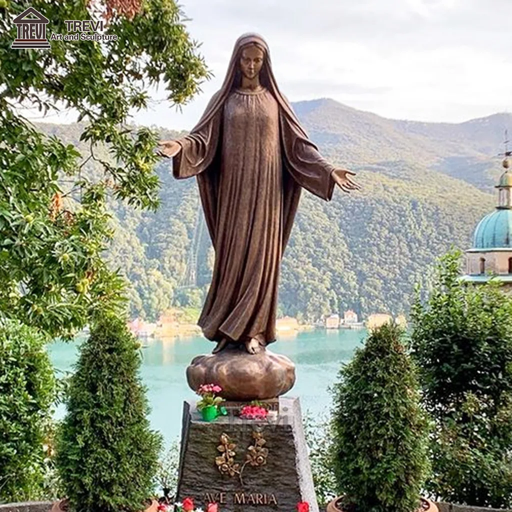 Custom Religious Cast Metal Mary Maria Brass Classic Bronze Sculpture For Church