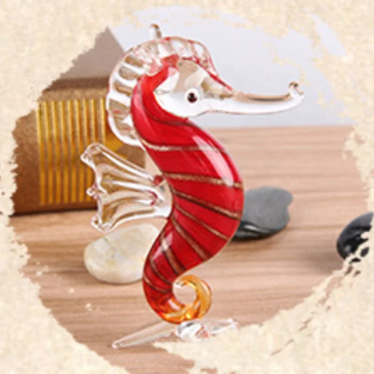 Christmas Glass Crafts Seahorse Figurines Indoor Modern Handmade Crystal glass animal seahorse sculpture for sale