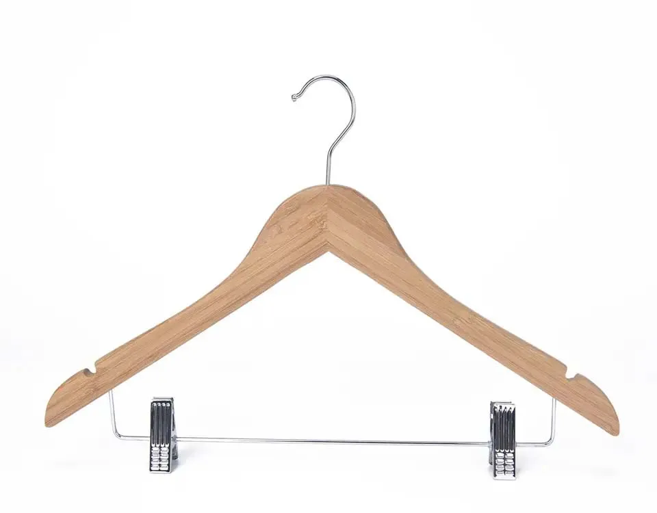 Custom Logo Clothing Shop Luxury Clothing Hanger Non Slip With Clip Kids Adult Wood Hanger for Clothes