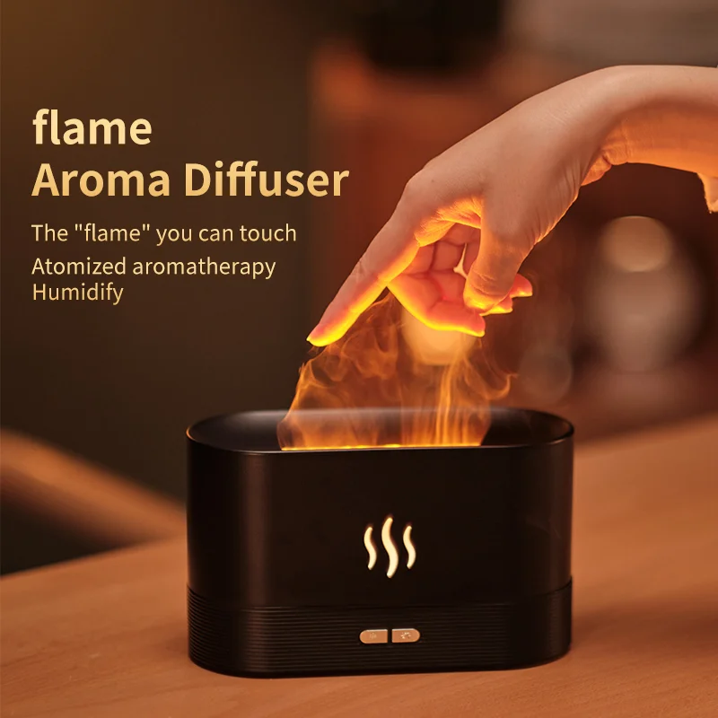 2022 Room Humidifier Aromatherapy Diffuser Wholesaler Flame Led Essential Oil Diffuser