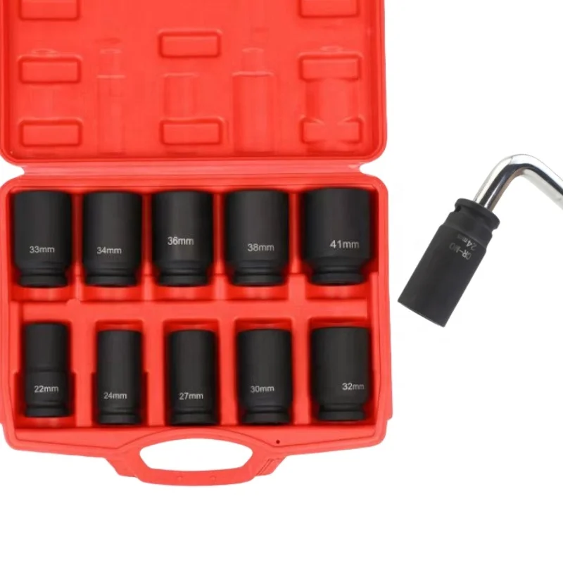 1 Inch Drive, 33mm Deep Impact Socket, Cr-Mo Steel, Radius Corner Design, Chamfered Opening, Dual Size Markings