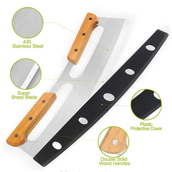 High Quality Pizza Cutter Rocker Stainless Steel Pizza Cutter Slicer Knife with Protective Cover