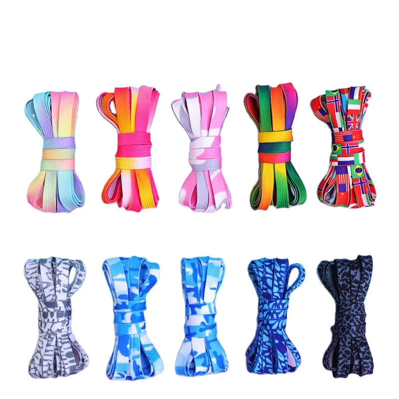 Flat Rainbow Color Shoe Laces Casual Canvas Shoes Colorful Shoelace Print Gradient Sneaker Laces Kids Adult Unisex Shoelaces