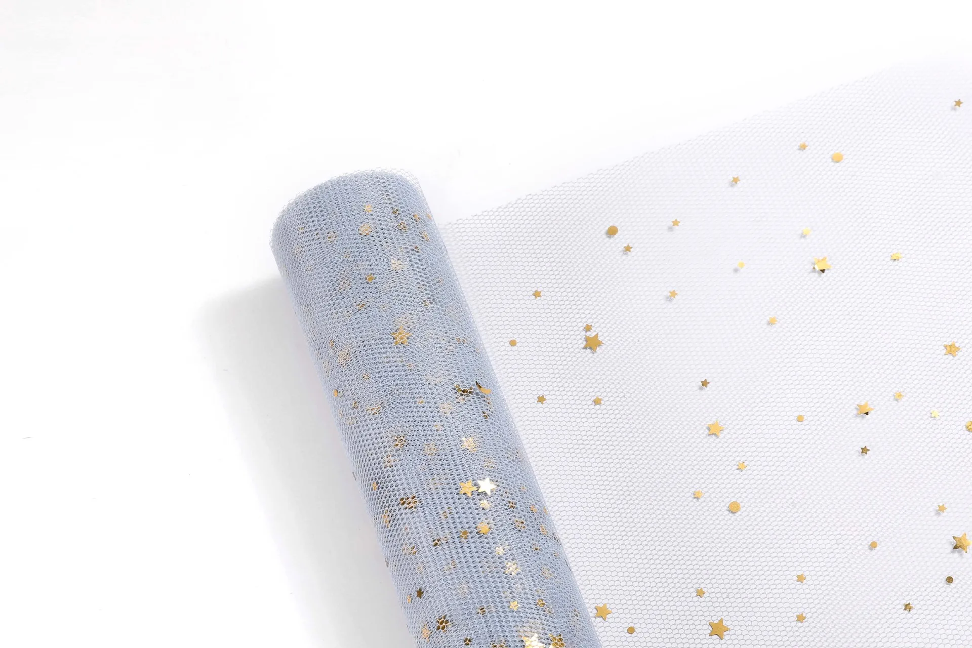 JOYWOOD Wholesale Coloured Luxury Gold Star Moon Gift Bouquet Wrapping Flower Gauze Mesh Paper Roll