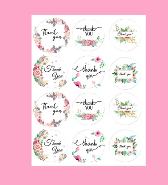 custom wholesale logo sticker thank you label planner sealing sticker