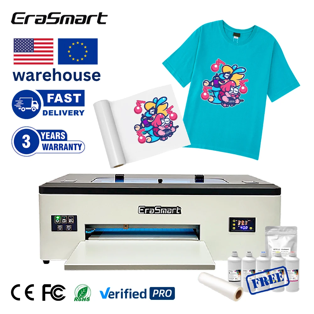 CMYKWW Five Color Diy Tshirt Printing Machine For Children Clothes 1390 Printer Machine A3 Film White 1800 Dtf  Printer 1440 Dpi