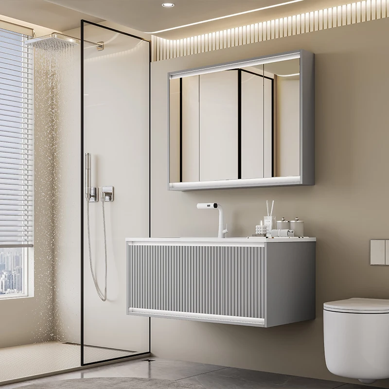 Wholesale Customized Size Hot Style Bathroom Cabinet Premium Vanity in Stock Bathroom Vanity With Sink and Mirror Set