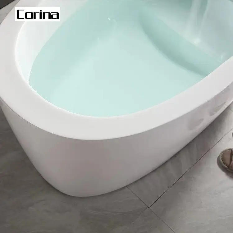 Oval stone white bath tub with high back and seat artificial stone solid surface mini bathtub