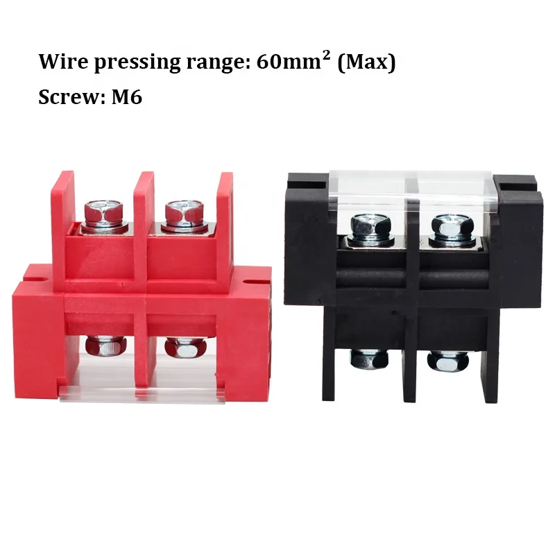 Feed Through Type Barrier Terminal Block For UPS Battery 2 Circuts Pitch 27mm Red 180A
