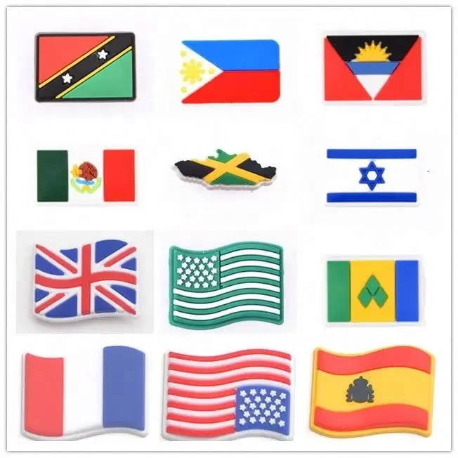 clog charms new zealand maori Country flag designs available promotional shoes decoration charms soft PVC shoe charms for resin