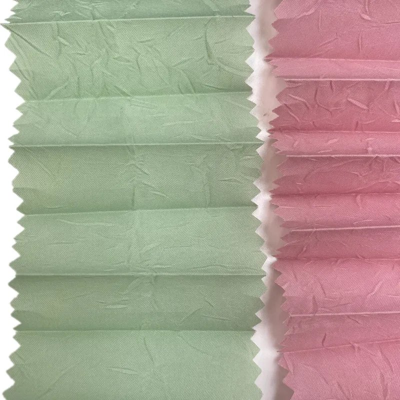 China Manufactory sunscreen Polyester crumple Starched pleated cloth fabric for Glass Balcony Curtain Fabric