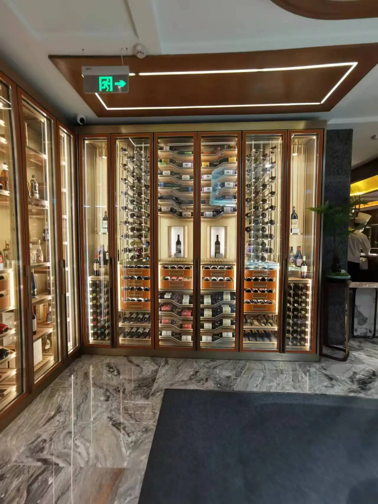 Double glass door cellar custom energy-saving super low noise wine cabinets for home or bar cabinet wine