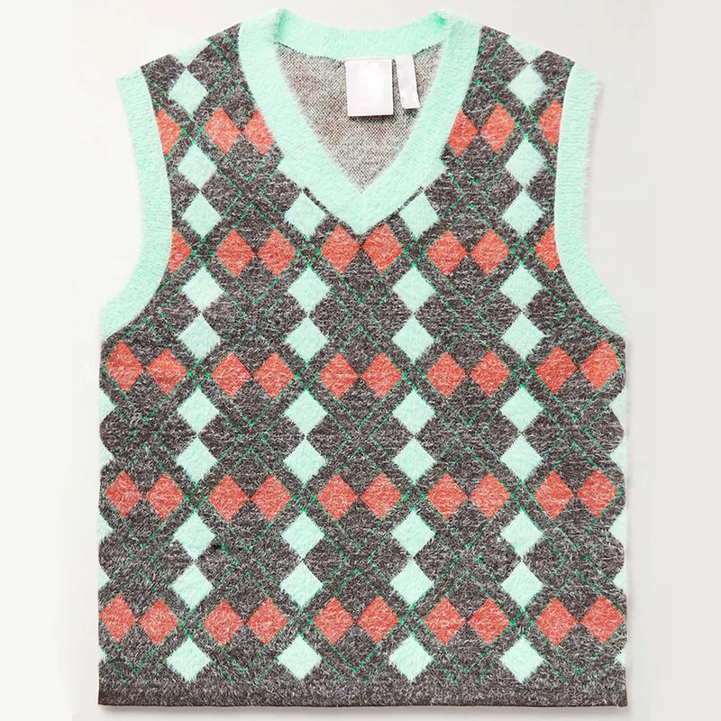 Knitwear sweater vest custom v-neck jacquard cashmere sweater for men