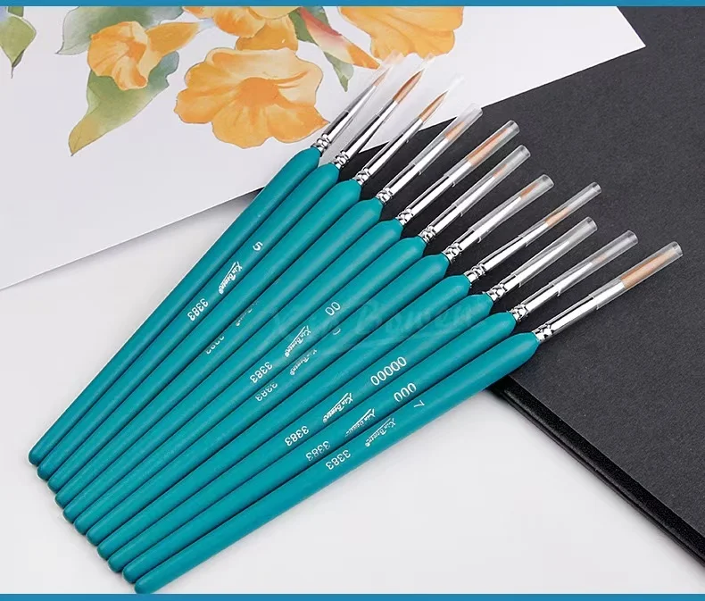 high quality tiny tip nylon oil water color wood handle brush pen