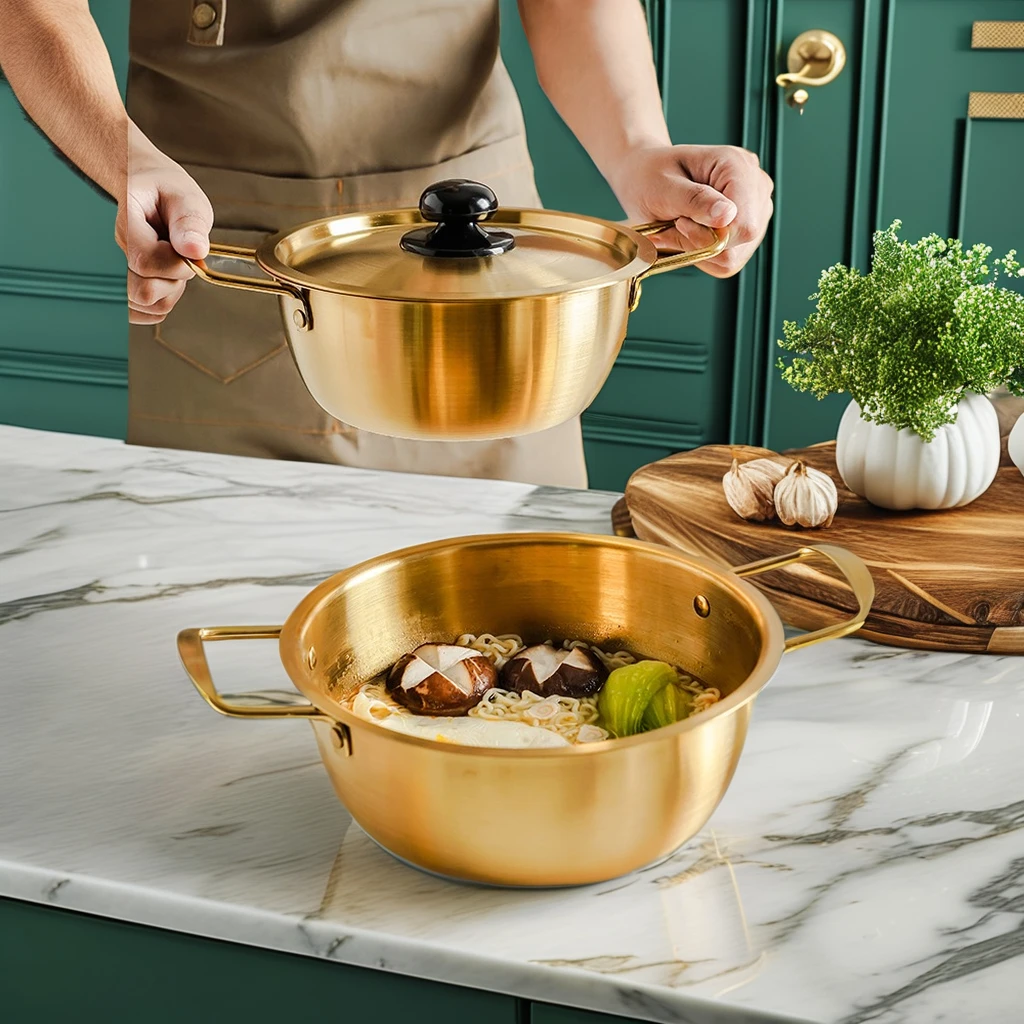 Noodles Soup Stock Pasta Ramen Pot Korean Style Stainless Steel Hotpot for Crayfish Cooking