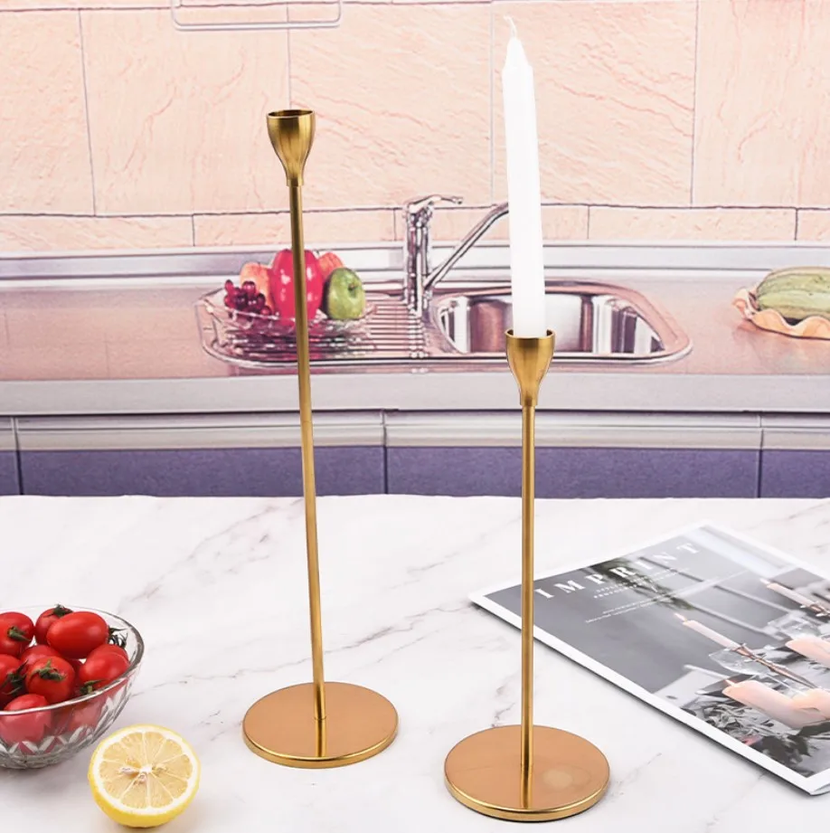 centerpiece metal gold color romantic decoration taper stick candle holders wedding festival anniversary candle holder
