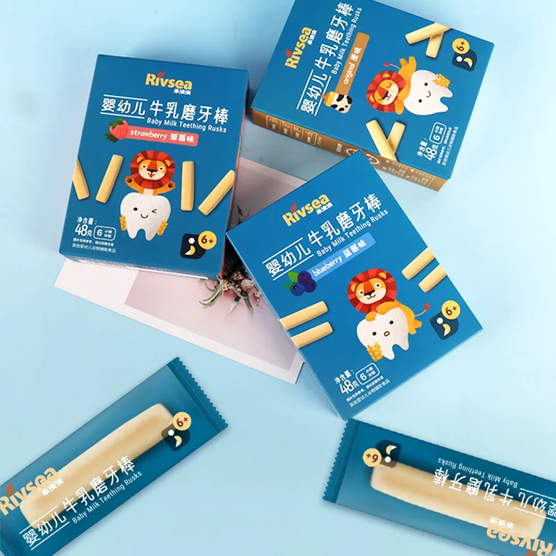 Milk teething stick 48g Strawberry blueberry flavored snack biscuit teething stick