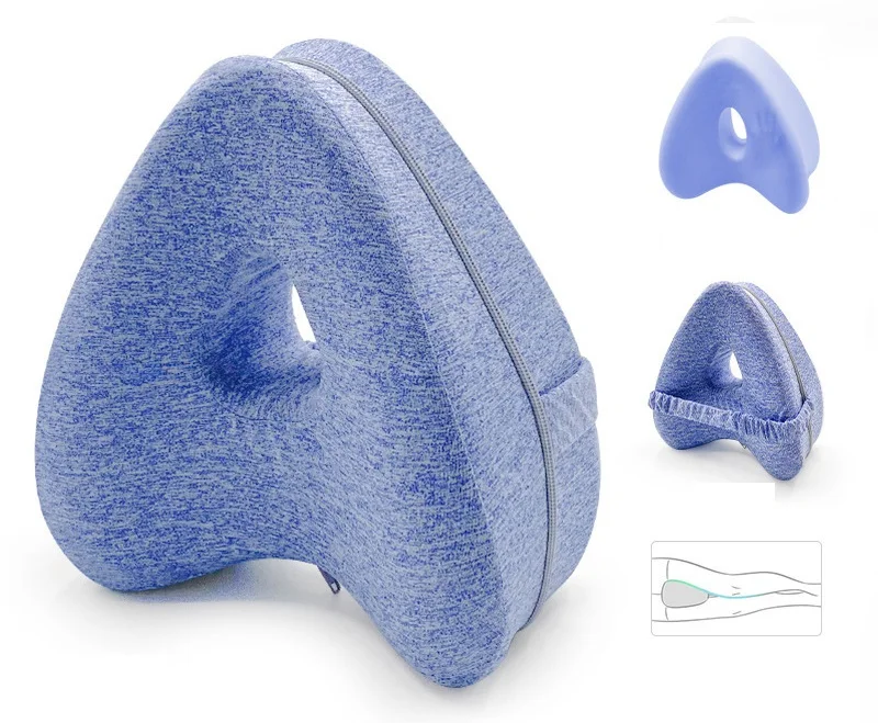 Memory Foam Knee Heart Pillow for Side Sleeper Leg Support Cushion with  Washable Removable  Cover