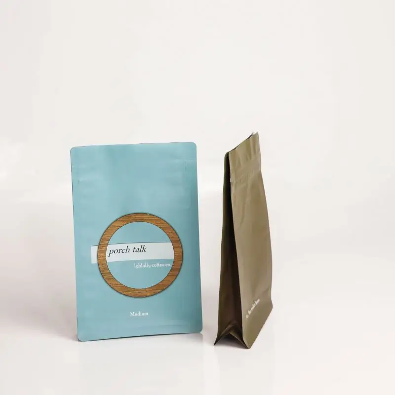 Reusable Customized Digital Print Matte Eight Side Seal Flat Bottom Food Coffee Bean Bag