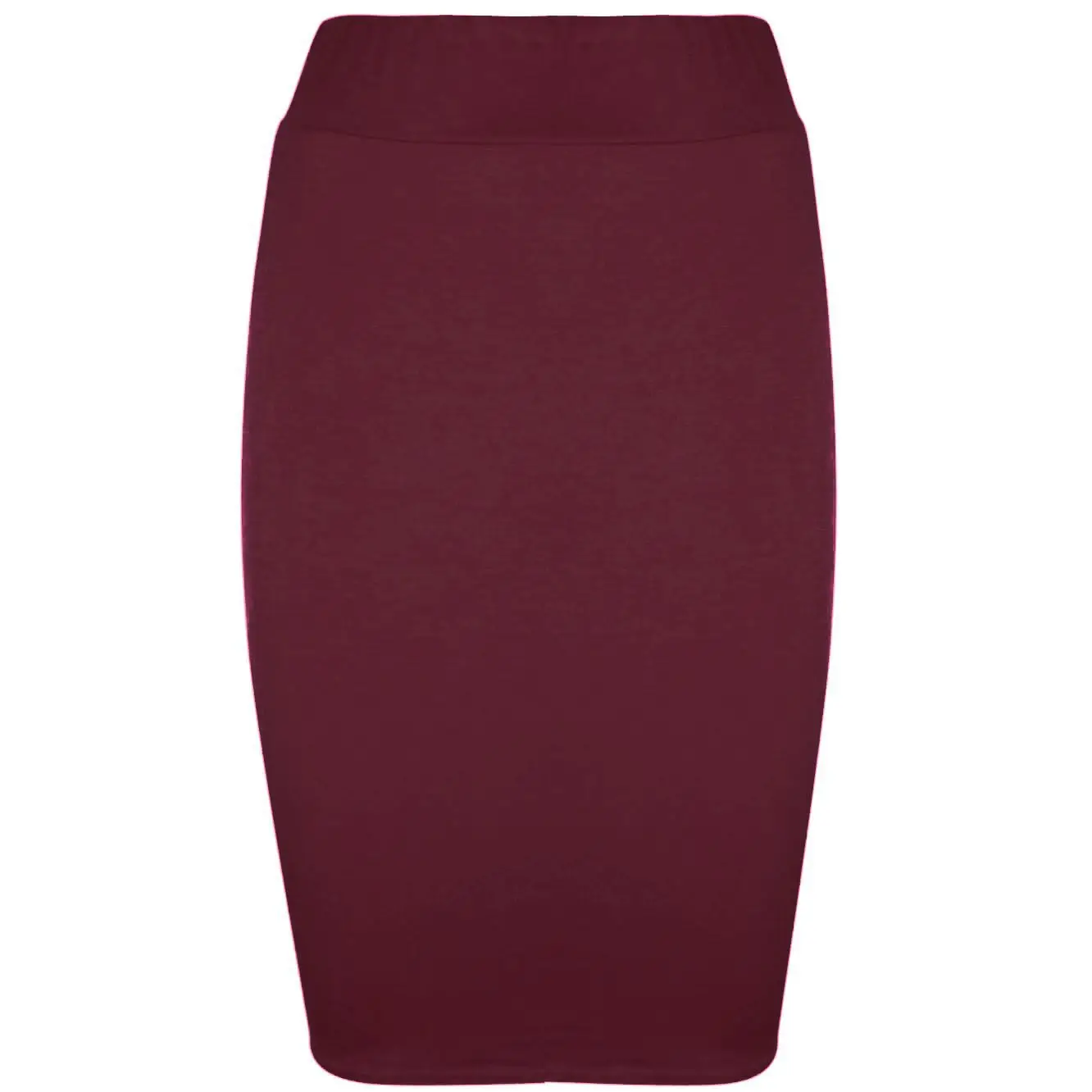 Solid Color Elastic Waist High Eastic Sexy Knee Length Pencil Skirts Bag Hip Skirt Women Trendy