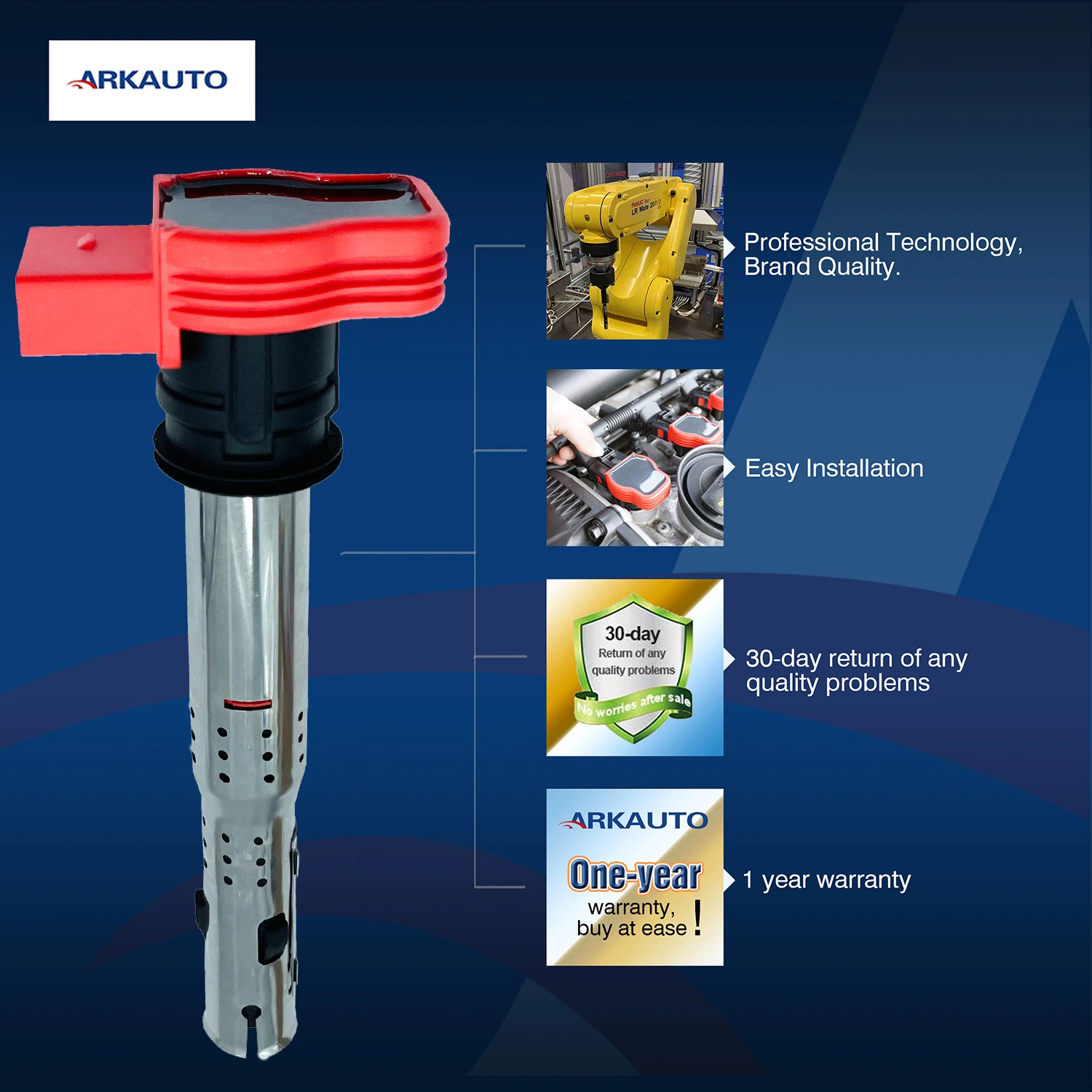 RED TOP  IGNITION COIL UF529 06E905115E FOR AUDI A6L A4L A5 A6 A7 A8L Q5 Q7 R8 S4 RS6 S6 S5 3.0T EA839 2.5 2.8 3.2 4.2 5.2