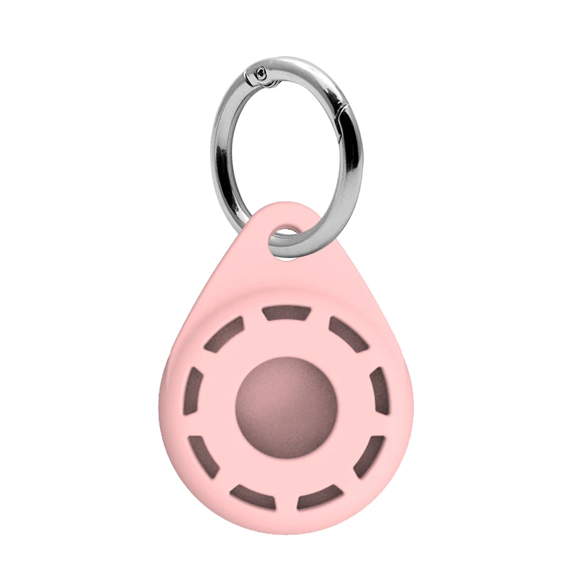 
high quality one side faces and hollow pattern airtag silicone case with key ring for airtag 
