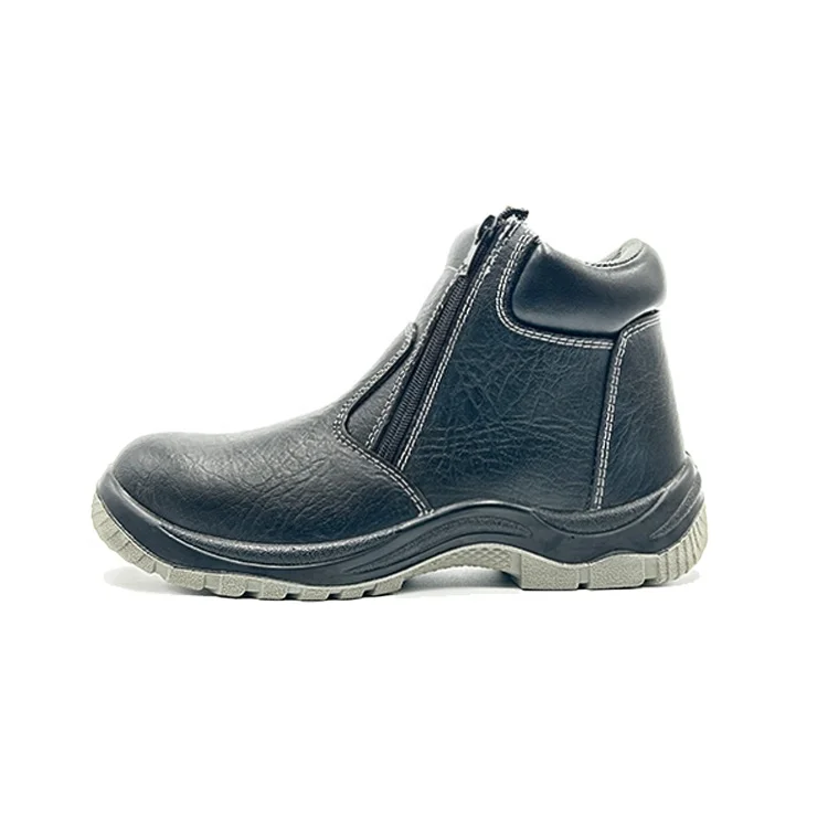 Industrial Anti slip oil resistant steel toe safety footwear protection farm no lace safety shoes with zipper