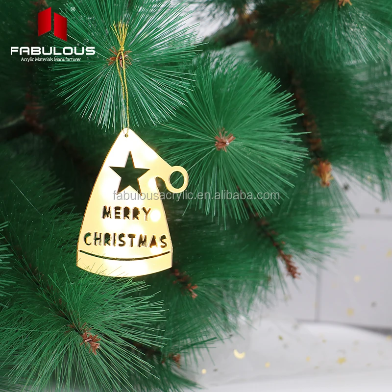 Factory cut custom acrylic decorative ornaments gold mirror Christmas socks hanging ornaments