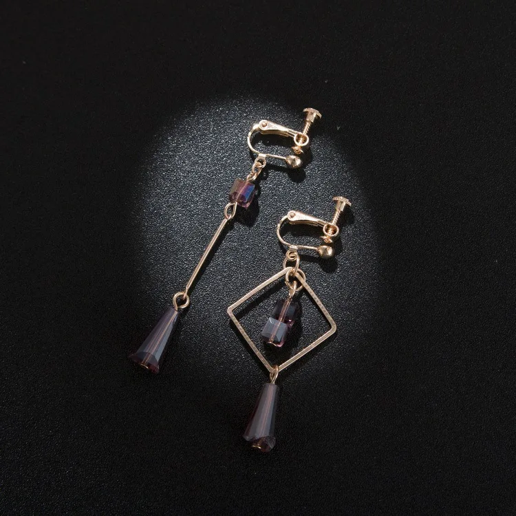 
Han edition contracted individual character asymmetry geometrical square bead crystal ear clip ACTS the role of FOR WOMEN 