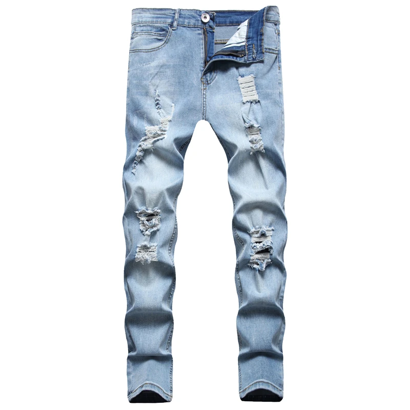 Gingtto Wholesale Custom Hemp Men Straight Denim Jeans Ripped Plus Size 2021 Clothing Mens Jeans Pant Streetwear