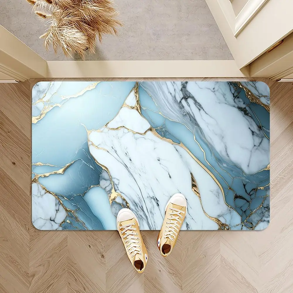 hot sale marble design oval shape diatom bath mat shower mat water absorbing bathroom floor mat