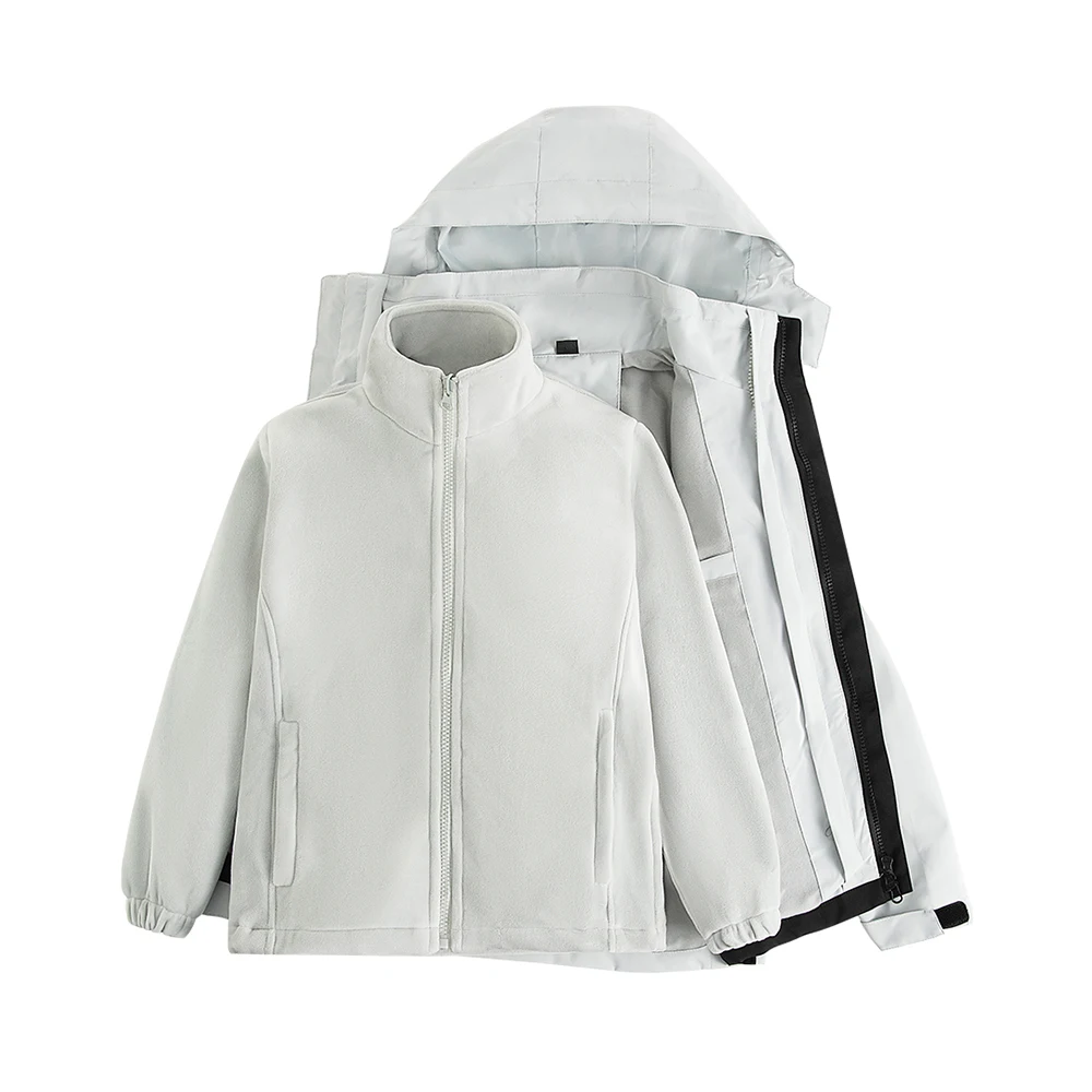 3 IN 1 Winter Wear Assault Jacket Coats White Shell Fabric Hoodiecket Boy down Jacket Puffer with Nylon Pattern Standard Print