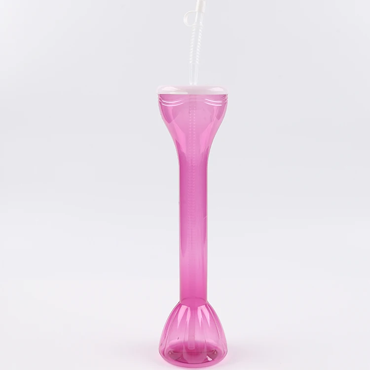 Factory Supply Party 24oz 700ml Dumbbell Shape Fitness PVC/PET Plastic Slush Bottle Yard Water Cups