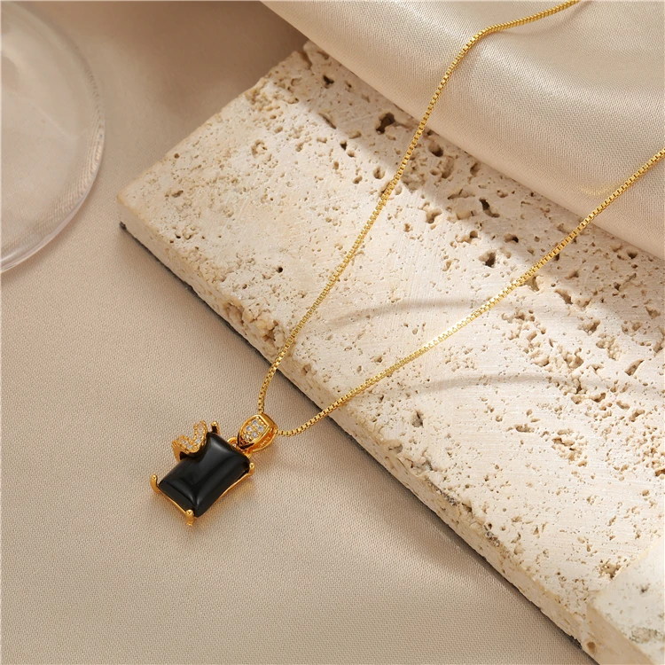 Wholesale Brass 18K Gold Plated Black Onyx Necklace Earrings Ring Dubai Gold Jewelry Set