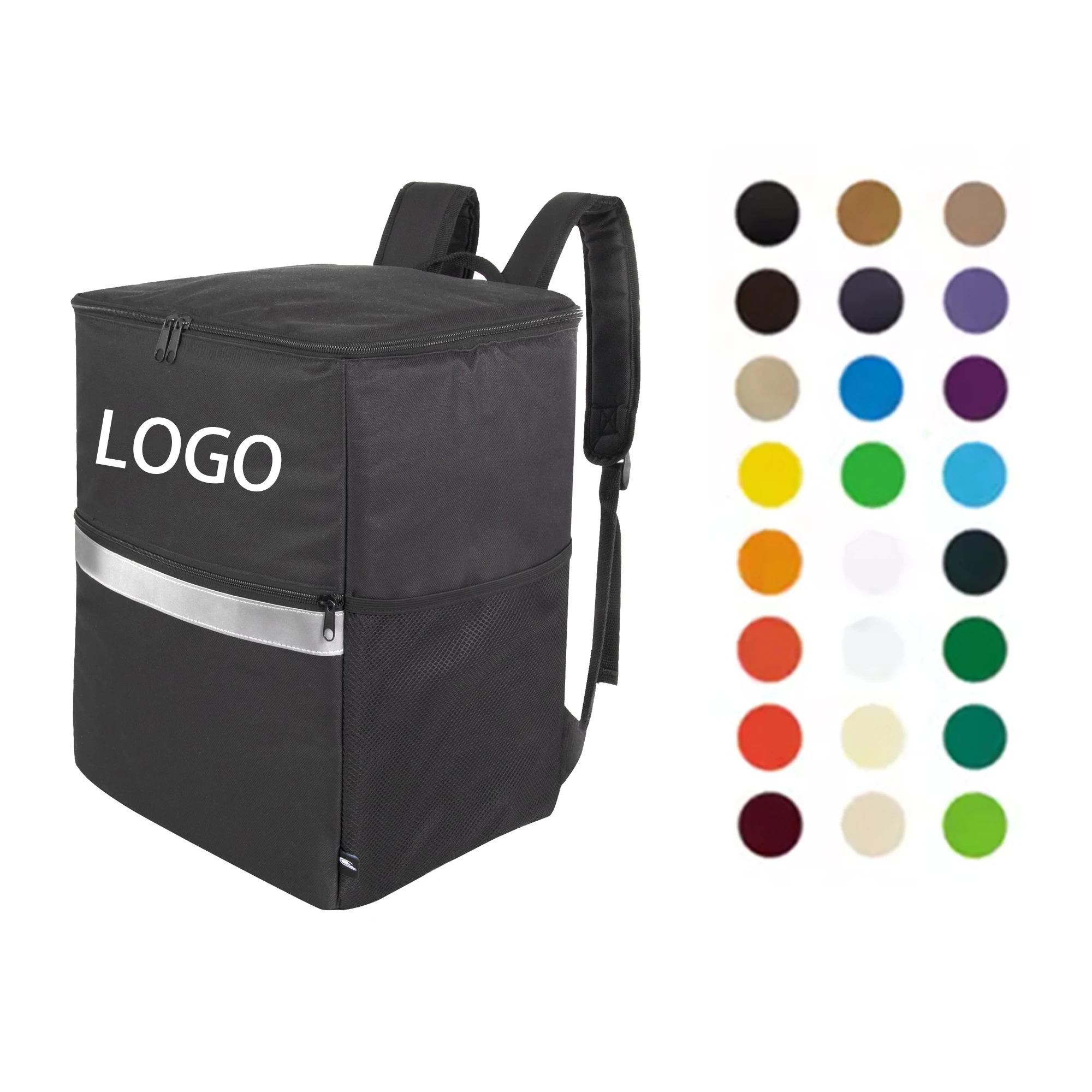 Insulated Food Delivery Backpack with Drink Cup Holders Pocket Reflectors for Groceries Dashers Cooler Delivery Bag