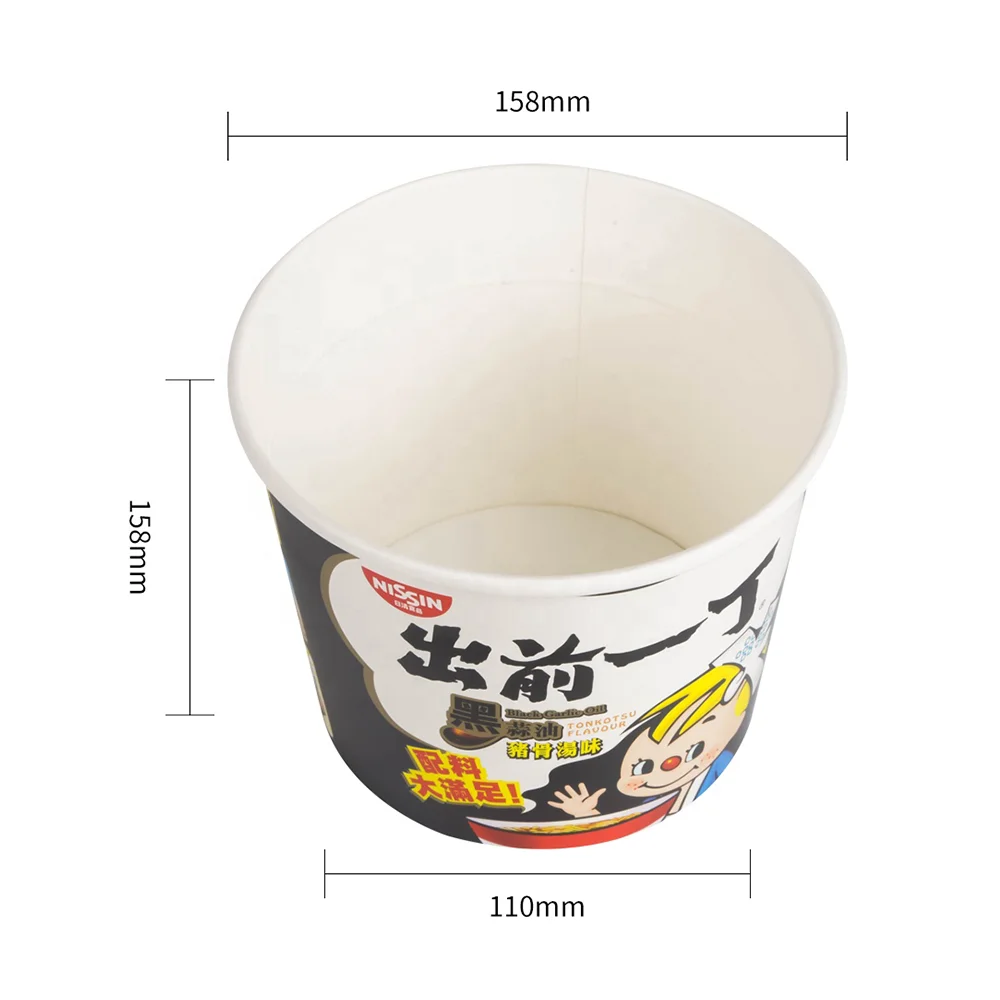 Personality Design Recycled Food Container Disposable Instant Noodle Bowl Round Paper Tube Box