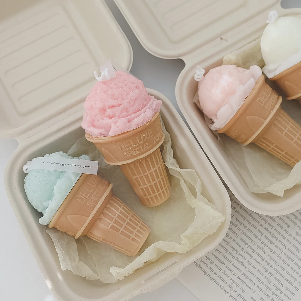 Wedding or Party Gifts 6 Colors for Selection Hand scooped Ice Cream Cone Fragrance Candle Aroma candles