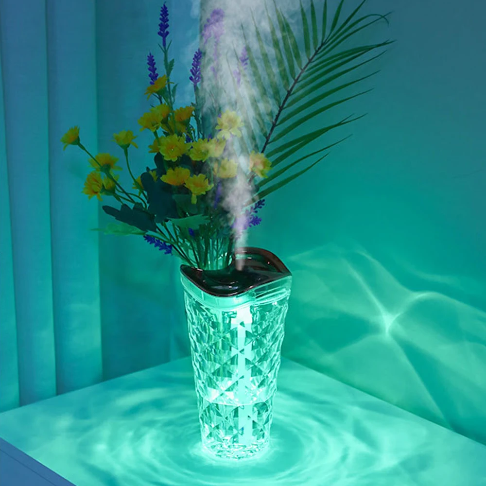 Top Room H2O Spray Air Purifier Luftbefeuchter Plant 7 Colors LED USB Ultrasonic Air mosaic glass aroma diffuser Humidifier