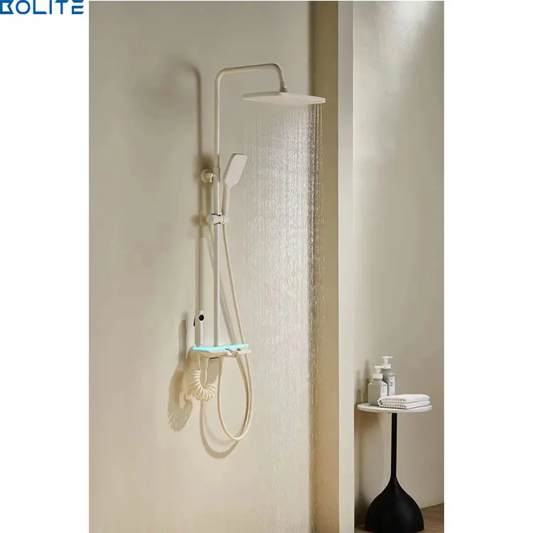 Bathroom Concealed Mount Bracket Arm with Socket Top Spray Double Head Shower Set