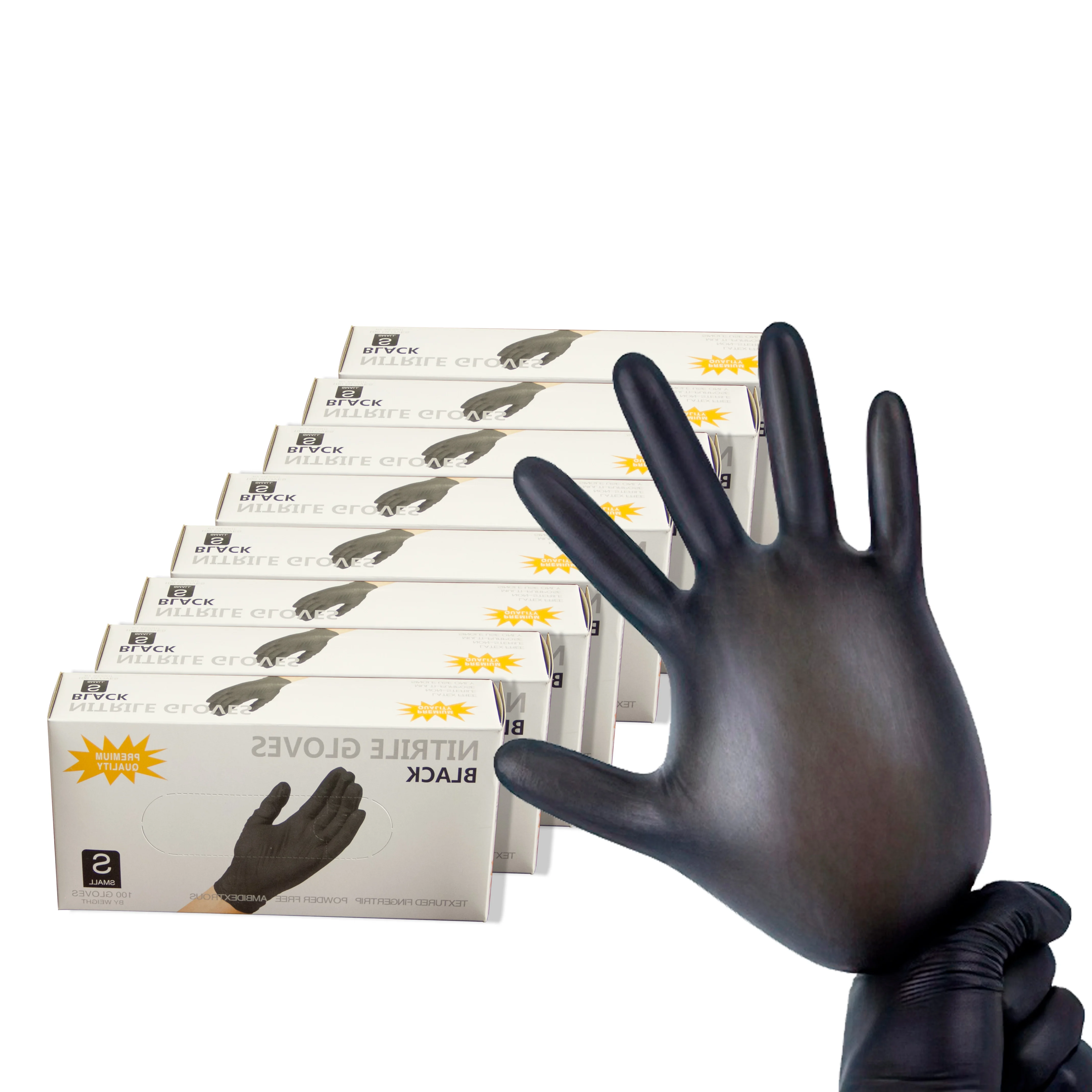 Wholesale black powder free disposable nitrile glove high quality exam guantes nitrile