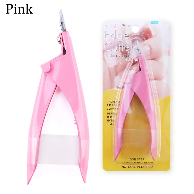 Pink Stainless Steel Acrylic Nail Trimmer False Nail Cutter Edge Nail Tip Cutter